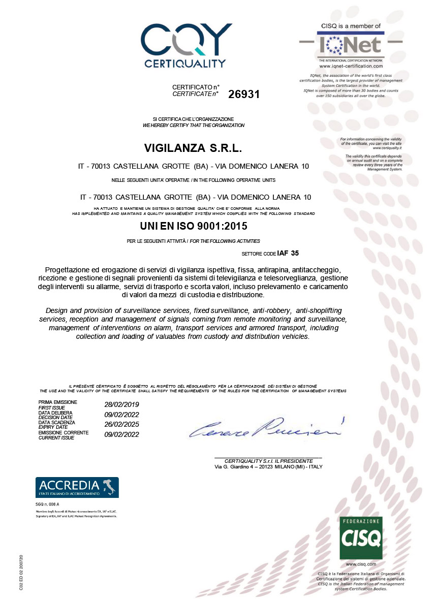 certificazione-anteprima-istituto-vigilanza-uni-9001-2015