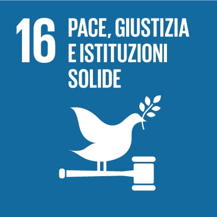Badge obiettivo di sostenibilità - pace, giustizia e istituzioni solide - Istituto Vigilanza